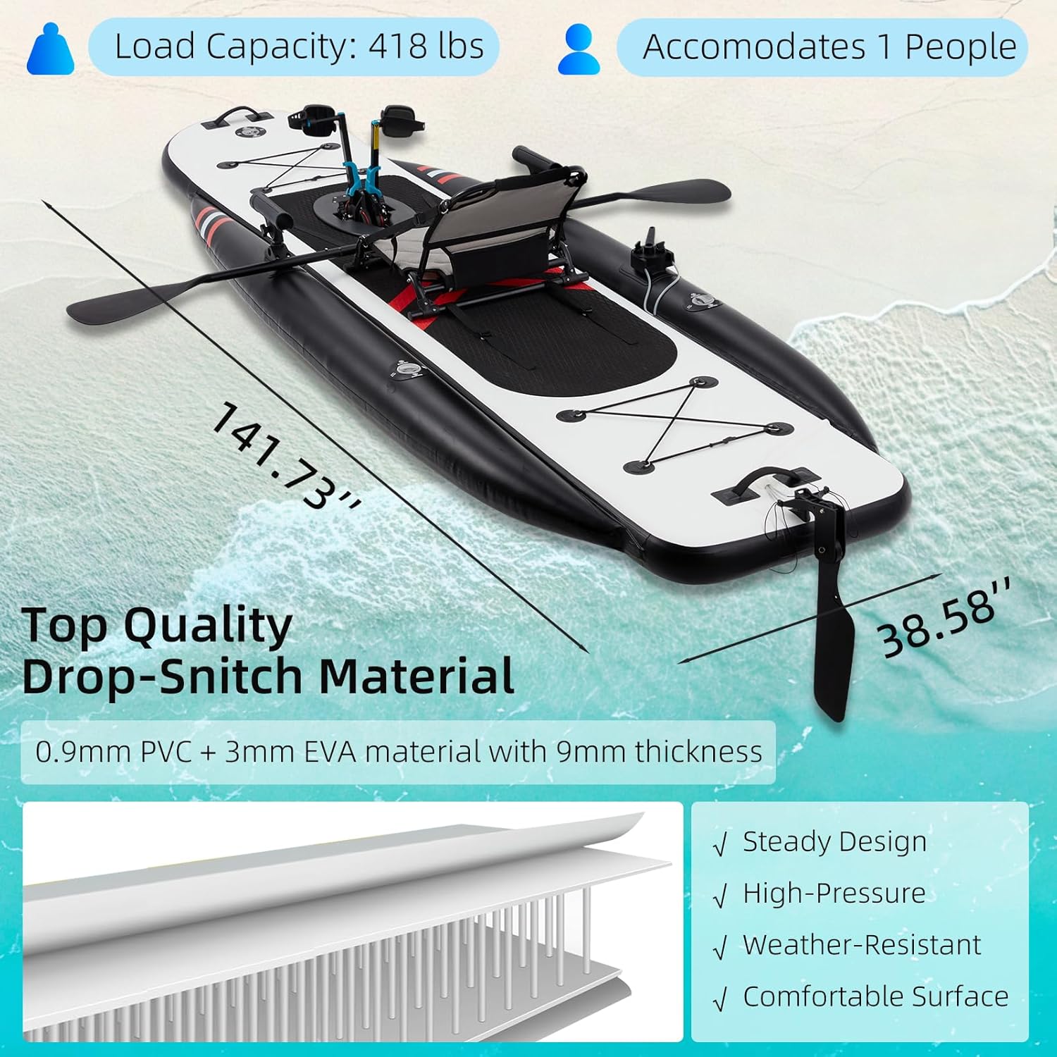 Kayak Inflable de Pesca de PVC - Fishing Kayak Inflatable reseña y precio