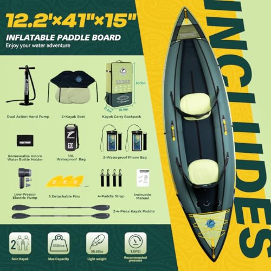 Kayak inflable de turismo para - Fishing Kayak Inflatable reseña y precio